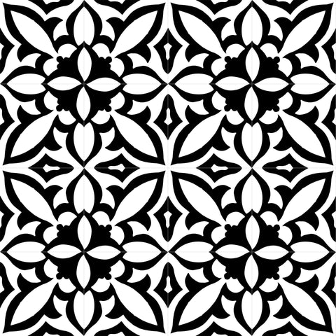 Retro Neuve Fleur Noir 8x8 Porcelain Tile