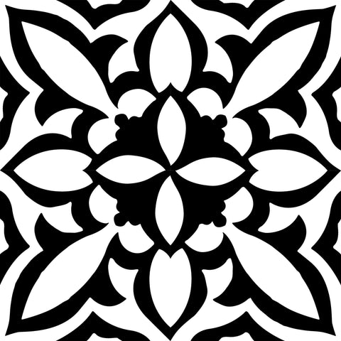 Retro Neuve Fleur Noir 8x8 Porcelain Tile