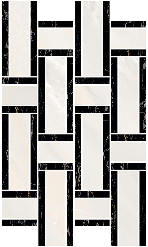 Noble Notturno Long Basketweave Mosaic Polished Tile