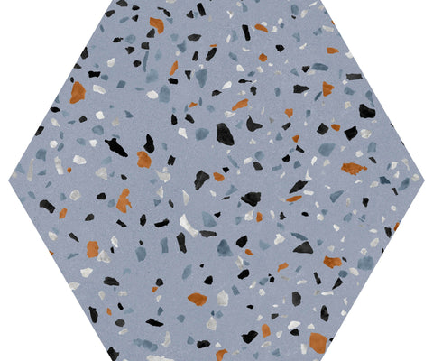 Abstract Blue 8x9 Porcelain Hex