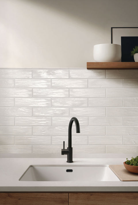 Groove Swing White 3x12 Porcelain Subway Tile