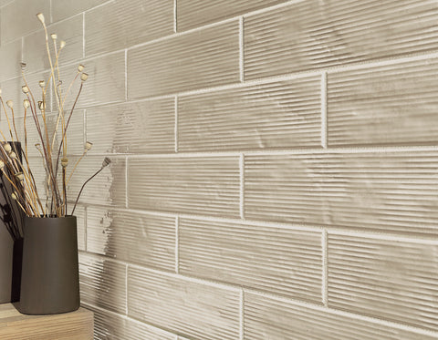 Groove Funk Beige 3x12 Porcelain Subway Tile