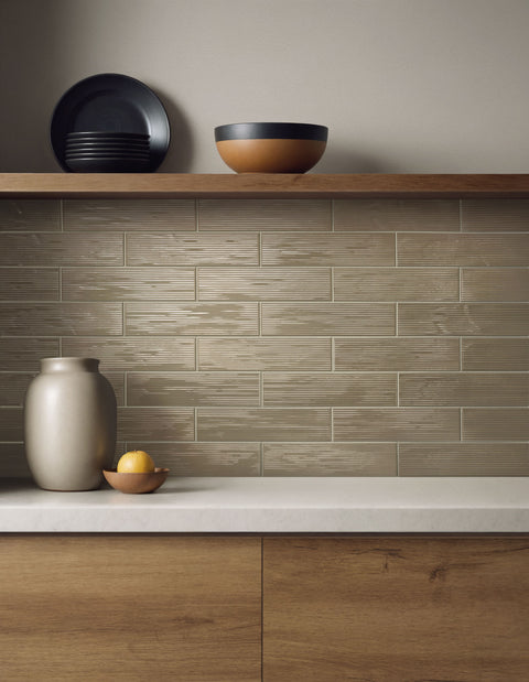 Groove Beat Brown 3x12 Porcelain Subway Tile
