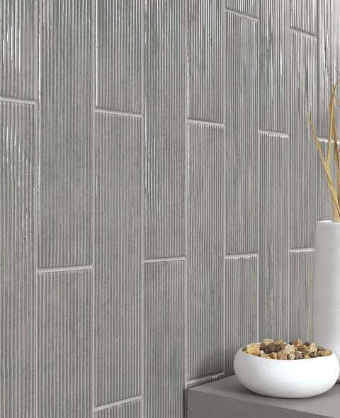 Groove Jam Grey 3x12 Porcelain Subway Tile