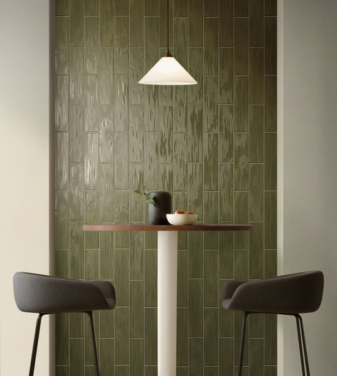 Groove Bass Green 3x12 Porcelain Subway Tile