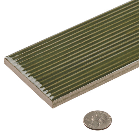 Groove Bass Green 3x12 Porcelain Subway Tile