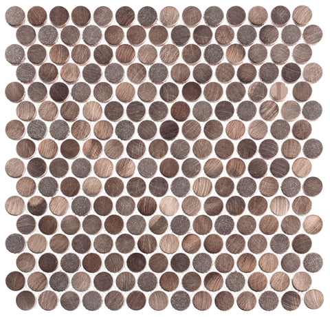 Urban Jungle Brown Cayman 12x12 Penny Round Mosaic