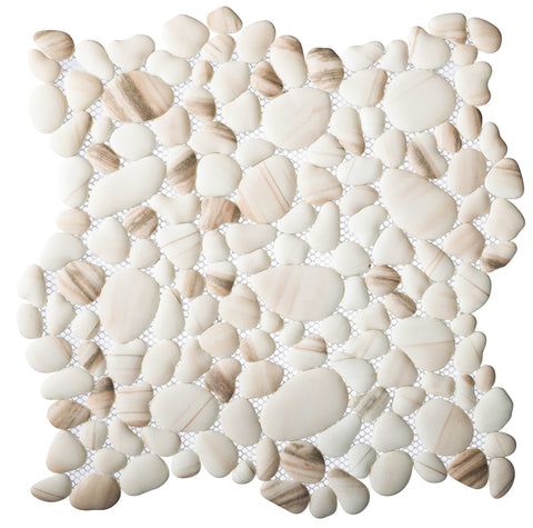 Vista Chino Gracious Pink 12x12 Glass Pebble Mosaic