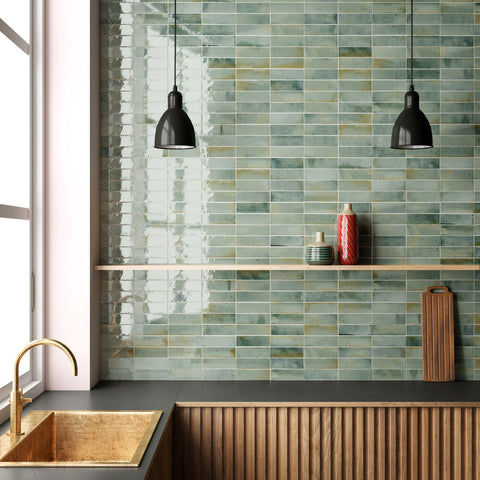 Hanoi Celadon 2.5x8 Ceramic Subway Tile