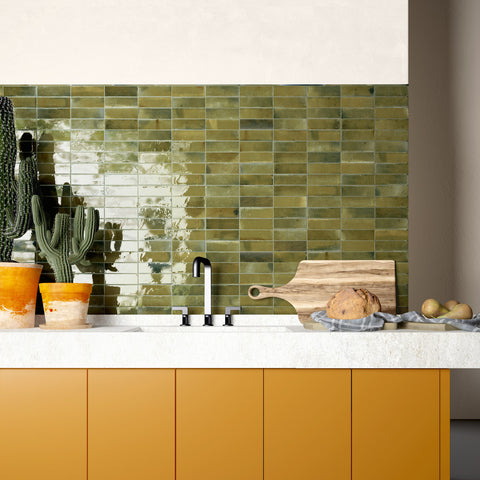 Hanoi Wild Olive 2.5x8 Ceramic Subway Tile – Glazzio Surfaces