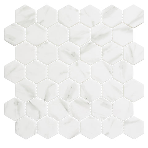 Antiquities Egyptian Ivory 2" Hexagon Recycled Glass Mosaic