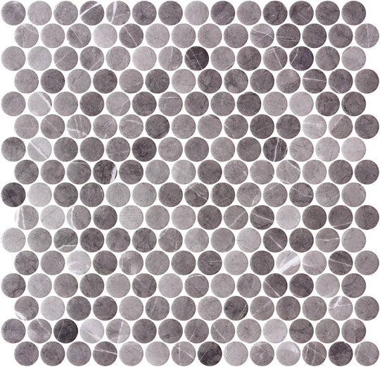 Carolina Dots Herrera Grafite 3/4" Penny Round Mosaic