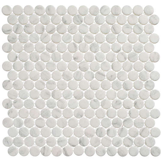 Polka Dots Jasmine Delight Penny Round Glass Mosaic