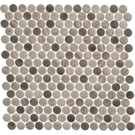 Polka Dots Southern Trail Penny Round Glass Mosaic