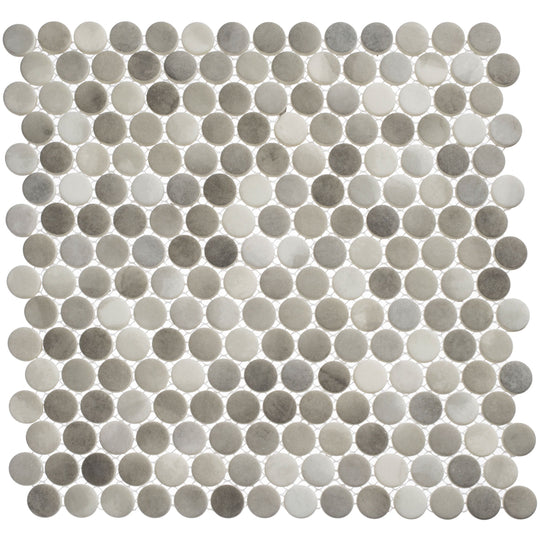 Polka Dots Enlightened Sky Penny Round Glass Mosaic