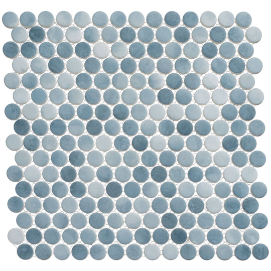 Polka Dots Seashore Waves Penny Round Glass Mosaic