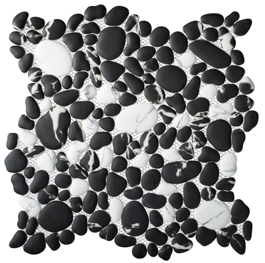 Vista Chino Pepper Folia 12x12 Glass Pebble Mosaic